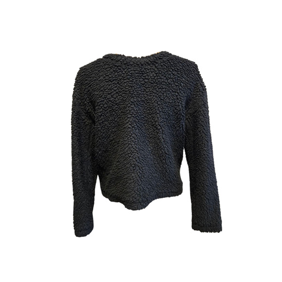 Lululemon black fuzzy crew neck with front half zip, size 6 - Picture 2 of 3